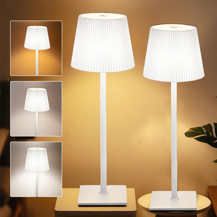 Світлодіодний акумуляторний настільний світильник Xiake 2 шт, димується, IP54, 2700K-6000K, 3 режими, для спальні, столу, вулиці, саду, балкону (білий)