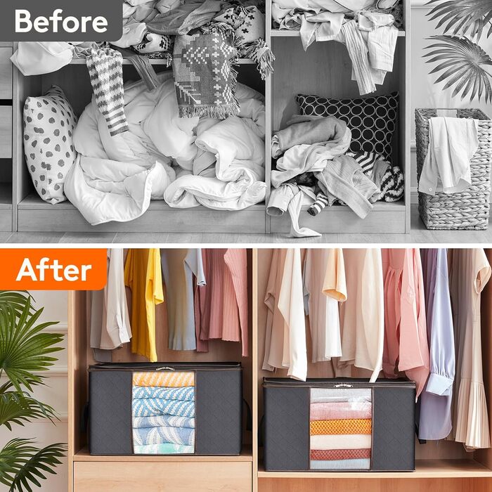 Органайзер для одягу Lifewit (3 шт) - коробки для зберігання з кришкою, сірий (90L)