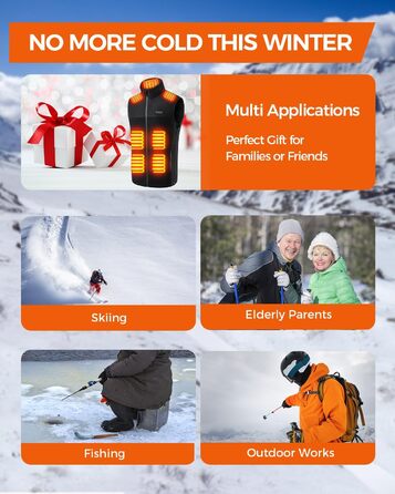 Електрична гріюча жилетка з флісу для чоловіків та жінок, 13 зон обігріву, 3 режими температури, Powerbank 10000mAh, Ritter, чорна