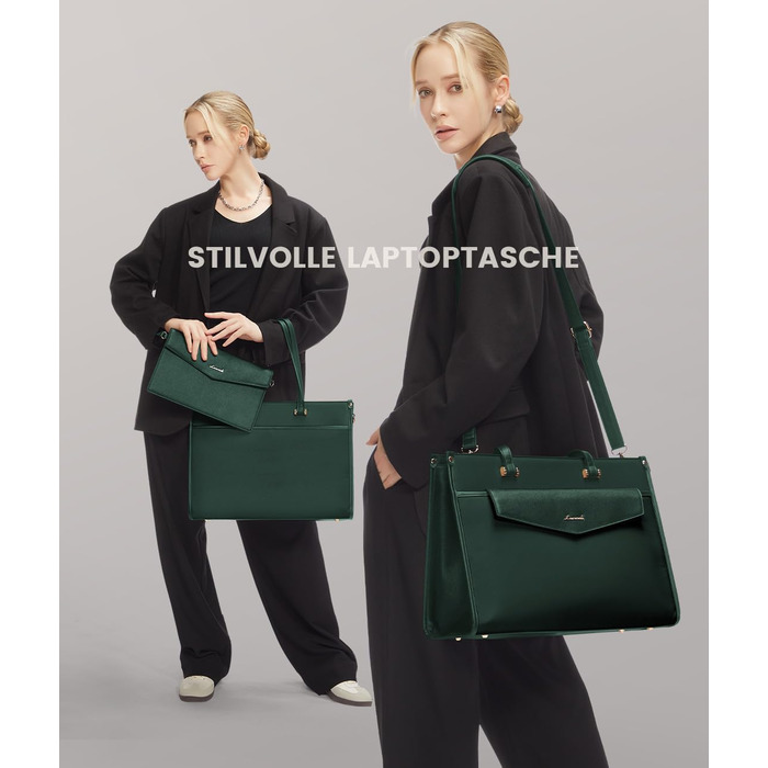 Сумка для ноутбука LOVEVOOK жіноча водонепроникна, сумка для роботи та навчання, бізнес-портфель, 15.6 дюймів (темно-зелений)