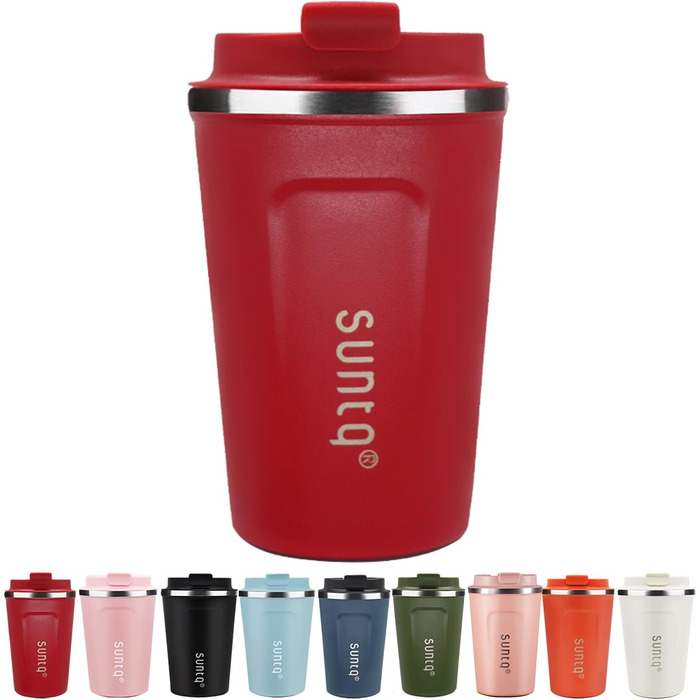 Термокружка для кави з нержавіючої сталі SUNTQ - 510 мл, з подвійною стінкою, ізольована, з кришкою, багаторазова (Чорний)