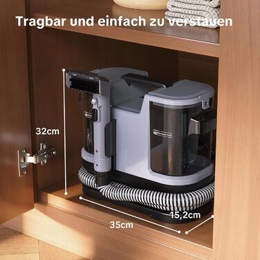 Lubluelu Пылесос для чищення мягкой мебели и ковров, 600 Вт - 18 кПа, портативный, с самоочисткой и длинным шлангом для ковров, диванов и салона автомобиля, серый