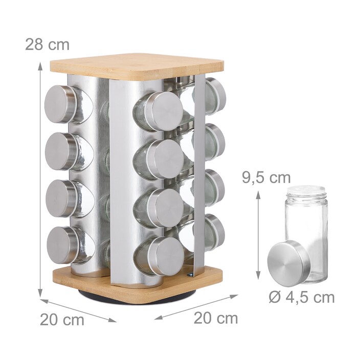 Relaxdays Rotating Spice Carousel with 16 Jars