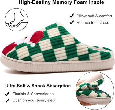 Тапочки халатні для дому Guyarns, жіночі та чоловічі, з м'якою підкладкою з меморі-піни, в клітинку, з антиковзкою підошвою, у формі хмари, для дому та вулиці (42/43 EU, на подарунок на Різдво)