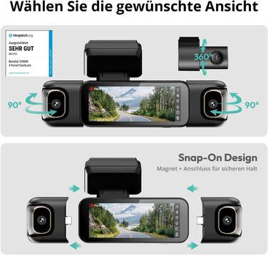 Dashcam BOTSLAB G980H 4-канальна з GPS, WiFi, IPS-дисплеєм та Super Night Vision, 3K+3*1080P, 128GB SD, G-Sensor, Loop-запис, Park Monitoring