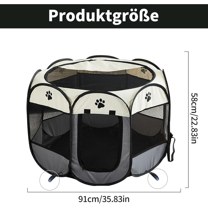 Змінний вольєр для цуценят, портативний вольєр для собак у приміщенні, вольєр для тварин, загородження для собак, кроликів та котів (сірий)