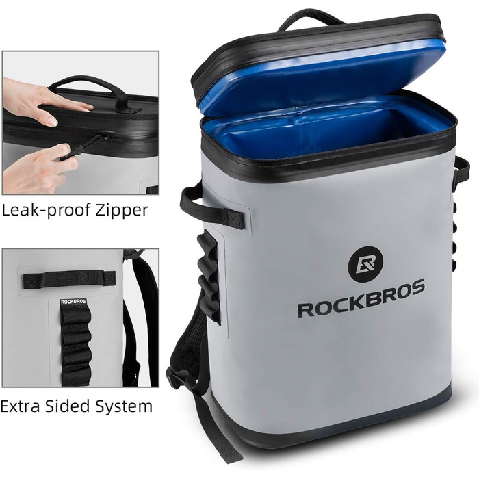 ROCKBROS Холодильна сумка-рюкзак 17L, 48 годин охолодження, водонепроникна, для пікніків, кемпінгу, риболовлі та подорожей