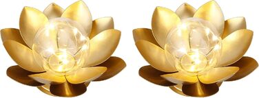 Настільна лампа JHY DESIGN 2 шт. на батарейках, золотий лотос, 20 см, для дому, вечірок, саду