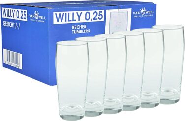 Склянки для пива Van Well Willibecher 0,25л (12 шт) - Преміум, міцні, для бару та дому
