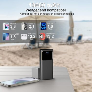 Power Bank 10000mAh з LED-дисплеєм, 22.5W PD3.0/QC4.0, USB-C, чорний