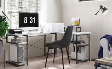 Кутовий ігровий комп'ютерний стіл 168x120 см, білий, з подовжувачем