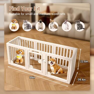 Клітка для собак з дверима, безпечна клітка для собак, цуценят, котів, кроликів, горностаїв, легка у встановленні та чищенні, пластикове вольєр з анкерами та присосками для маленьких (5 + 3: 50 x 150 см)