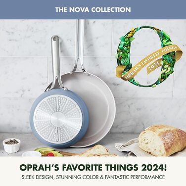 Набір сковорідок GreenPan Nova, 20.3 см та 25.4 см, індукційні, без PFAS, керамічне покриття, безпечні для здоров'я, для плити та духовки, блакитний океан