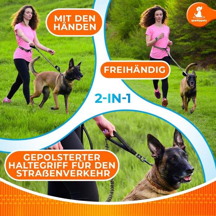 Спортивна повідкова система для собак Active Waist Leash від SparklyPets - для прогулянок без рук, для середніх та великих порід. Комплект: тримач для телефону, знімний контейнер для відходів, кишеня для ласощів та тримач для пляшки.