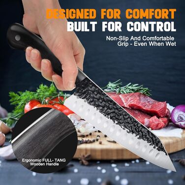 Ніж Santoku Purple Dragon Professional 10 см - сталевий ніж для м'яса та овочів з ергономічною ручкою
