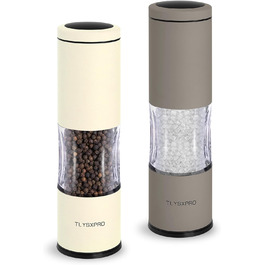 Набір млинок для солі та перцю | Ручні млини з регулюванням помелу | Керамічний механізм | Кухонний аксесуар (2 шт., Greige&buttercream)