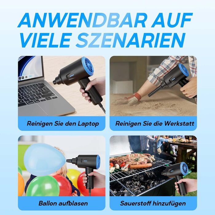 Електричний пилосос для очищення поверхонь - 500W, 5.74oz, комплект для ноутбука, клавіатури, авто, офісу (блакитний)