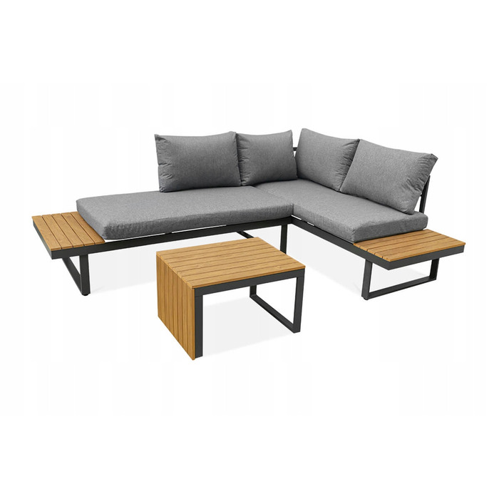 Комплект садових меблів Focus Garden, метал, сірий, 3 предмети