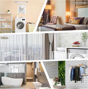 Настінна сушилка для білизни Donken, 80 см, розширювана, для ванної, балкону, тераси, біла