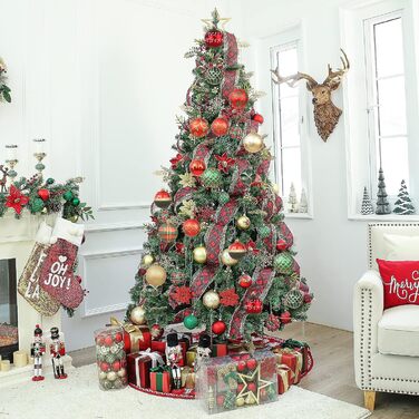 Набір прикрас на ялинку 30 шт, 60 мм, пластикові ялинкові кулі з гачками, для ялинки, вечірки, святкування (червоний, зелений)