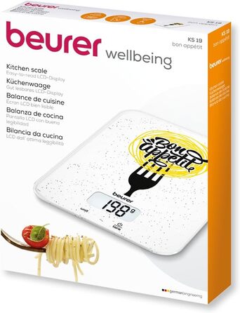 Кухонні ваги Beurer KS 19 з функцією тарування, сенсорне керування, 5 кг, Bon Appétit