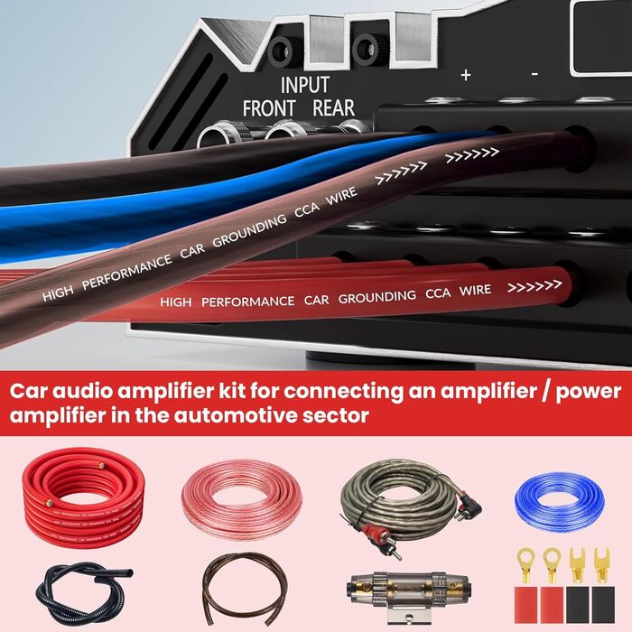 Комплект кабелів для автопідсилювача 4AWG, 5м – набір для підключення сабвуфера, автомобільна аудіо проводка
