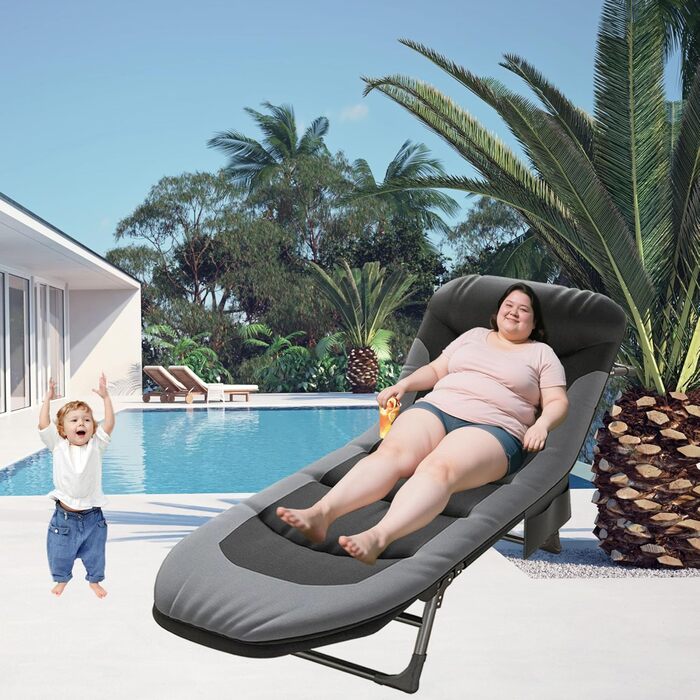 Розкладне ліжко-спальник для кемпінгу з матрацом, регульована спинка, ліжко-карп, ліжко для відпочинку на природі XXL, 65x190x30 см, односпальне розкладне ліжко для гостей, 1 шт.