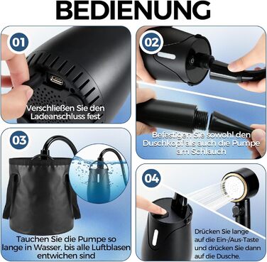 Портативний душ для кемпінгу Campingdusche 8000mAh з насосом та дисплеєм