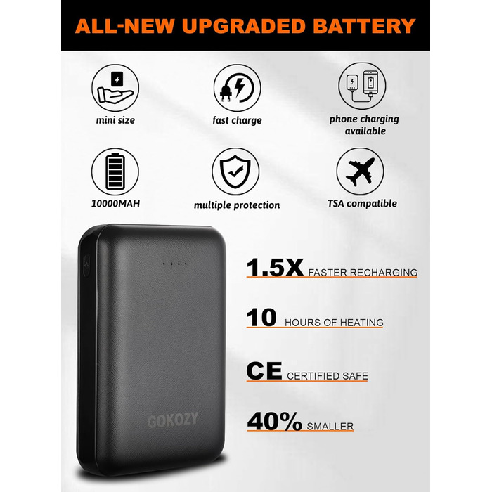 Обогрівальний жилет Gokozy для чоловіків та жінок з акумулятором 10000 mAh та 5 зонами обігріву, для катання на лижах та полювання (M, Сірий)