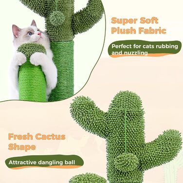 Kratzbaum Kaktus, creative cat tree design, 3 post set, green, L - 42 * 68.5cm, AY405-HZ-L-66GN-B