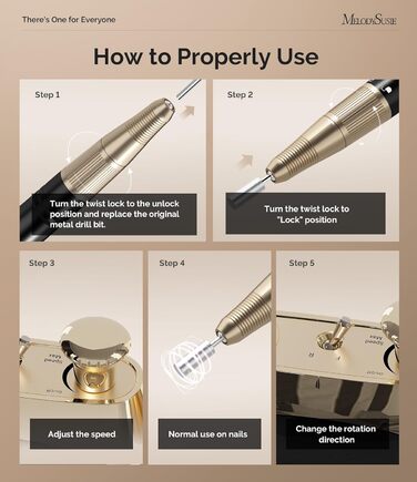 Професійний електричний нейл-дриль MelodySusie для манікюру та педикюру, акумуляторний, бездротовий, чорний