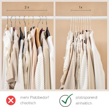 ROW&LINE® – Metal Clothes Hangers (42 cm) – 10 Pieces (Gold) – Space-Saving Clothes Hangers for Adults – Suitable for Heavy Clothing – Wire Clothes Hangers for Order & a Uniform Look