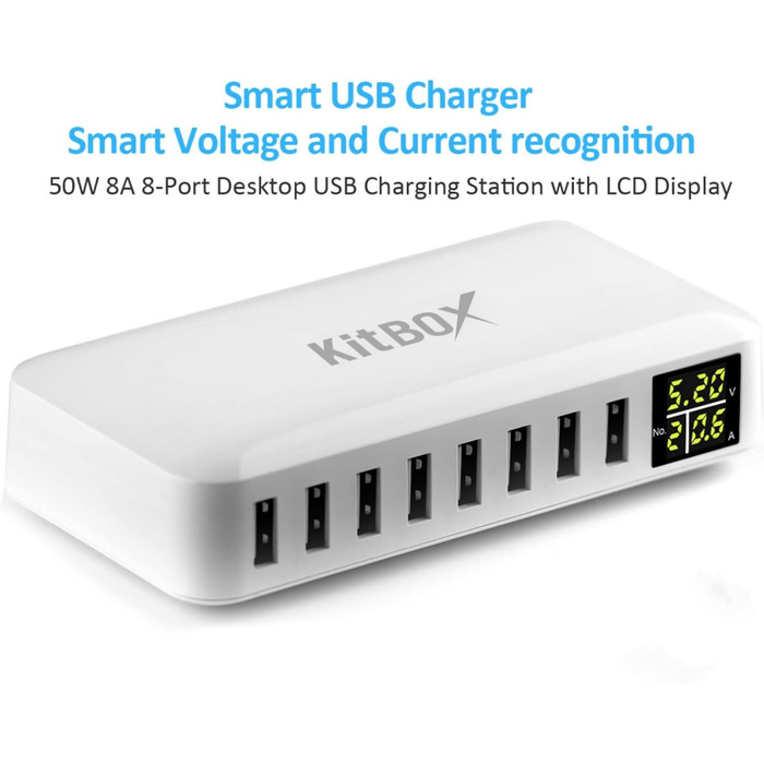 Зарядний пристрій USB 8 портів 5V/2A з індикатором для iPhone, Samsung, Xiaomi - мережевий адаптер для швидкої зарядки