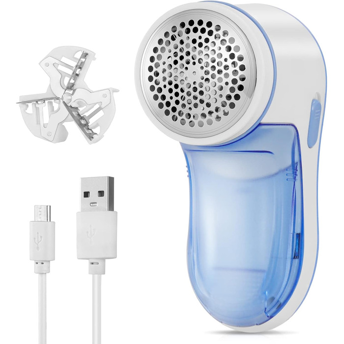 Електричний видалення ворсу Fusselrasierer: портативний пристрій для одягу з USB зарядкою та 1 змінною головкою (блакитний)