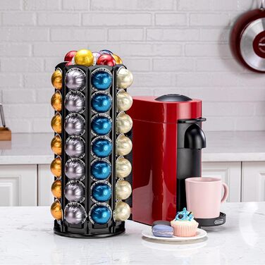 Підставка-карусель для капсул Nespresso Vertuo FlagShip (80+ капсул) з додатковим місцем для Coffee Mate, чорна
