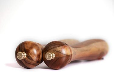 DeroTeno Salt and Pepper Grinder Set, Pepper Grinder with Stainless Steel Grinder, Salt Grinder with Ceramic Grinder, Acacia Wood, H 30 cm