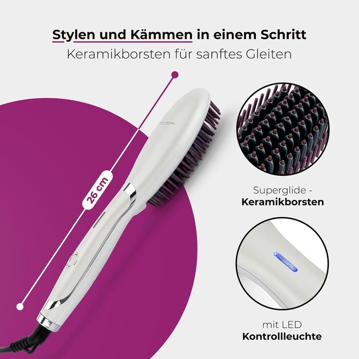 Плойка-щітка ProfiCare® PC-GB 3021 з керамічним покриттям | Випрямляч для волосся | Швидкий нагрів | LED-індикатор | Термостійкий кабель