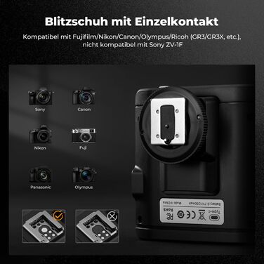 K&F CONCEPT GN12 Mini Flash - Світловий спалах для камери, 2000mAh, 8 режимів, сумісний з Nikon, Canon, Fuji, Panasonic