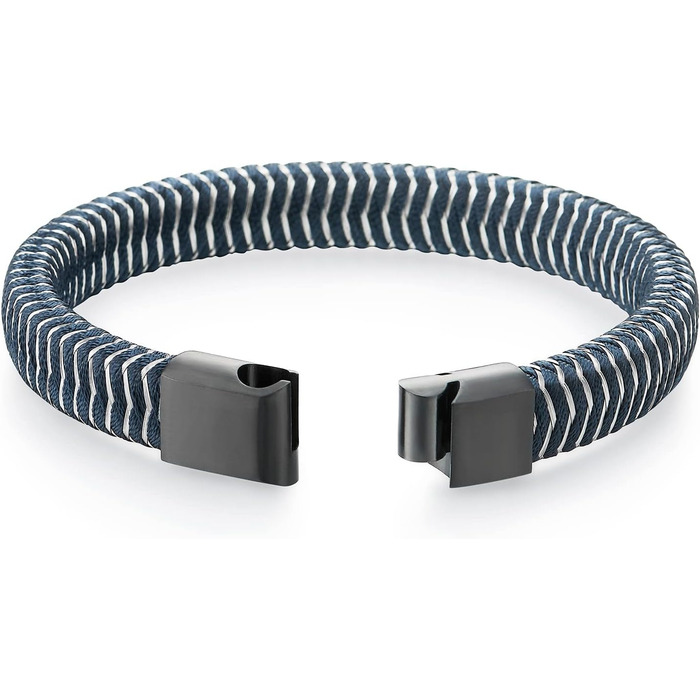 Браслет COOLSTEELANDBEYOND з нержавіючої сталі, плетений, з блакитним шнуром, магнітна застібка (для чоловіків та жінок)