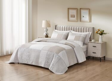 Комплект ковдр Chezmoi Collection Quinn: 3 шт. з квітковим патерном гібіскус, смугастий, з бавовни, легко переться, розмір Queen