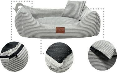 Лежанка для собак Leo4dog: зручна та миюча, розмір M 80x60, оливковий колір