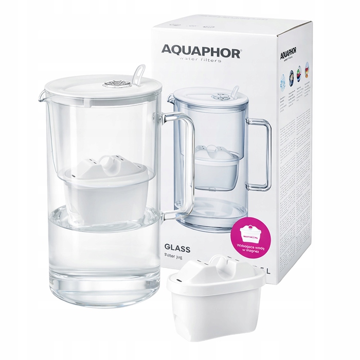 Набір: скляний фільтр-кувшин Aquaphor Glass 2,5 л + 6 змінних картриджів Maxfor MG+