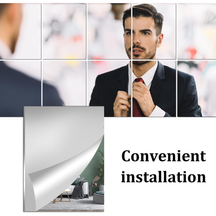 Дзеркальні плитки самоклеючі 40x30 см (2 шт.) - акрилові дзеркала для стін, 2.5 мм