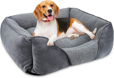 FURTIME Dog Bed for Medium and Large Dogs, Washable Fluffy Dog Basket, Non-Slip Dog Cushion, Anti-Anxiety, 76x61x23cm (S(51x48x15cm))