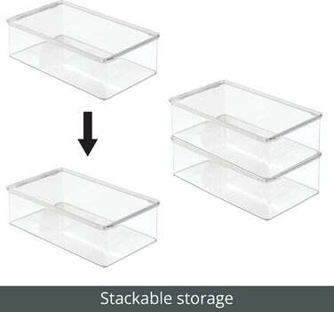 mDesign 2-Piece Stackable Shoe Box with Lid – Practical Shoe Storage Box Made of Plastic – Ideal for Protected Storage of Sandals, Sneakers, etc. – Transparent