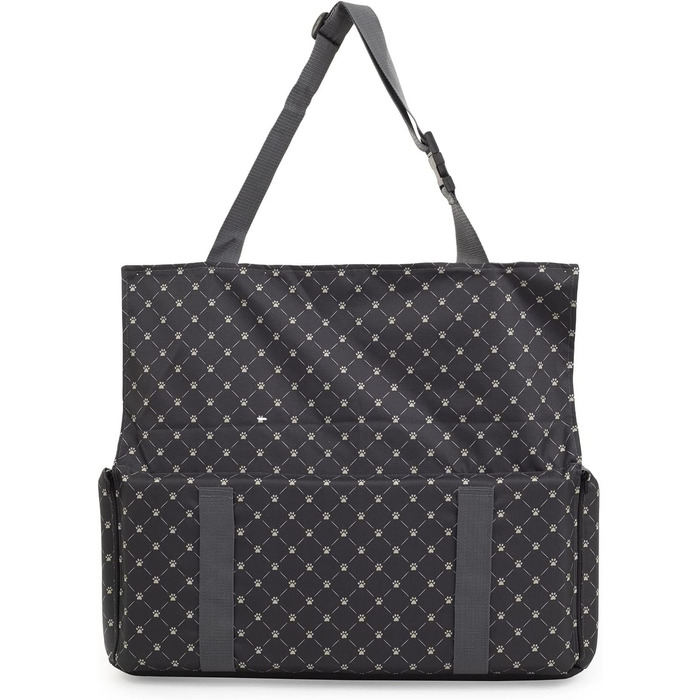 Автомобільний сидіння для собак середніх та великих порід, сірого кольору, розмір M (60x41 см) | Зручне автоліжко для собак, автосидіння на заднє сидіння або пасажирське місце | Матеріал: поліестер (імітація льону)