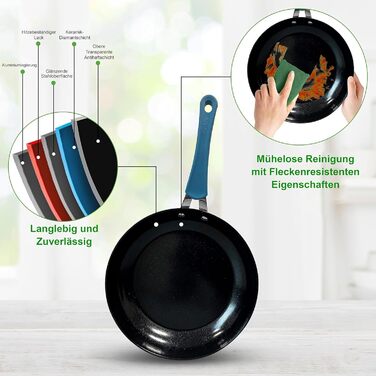 Набір посуду NutriChef 11 предметів: каструлі та сковорідки з антипригарним покриттям, підходить для всіх типів плит, синій