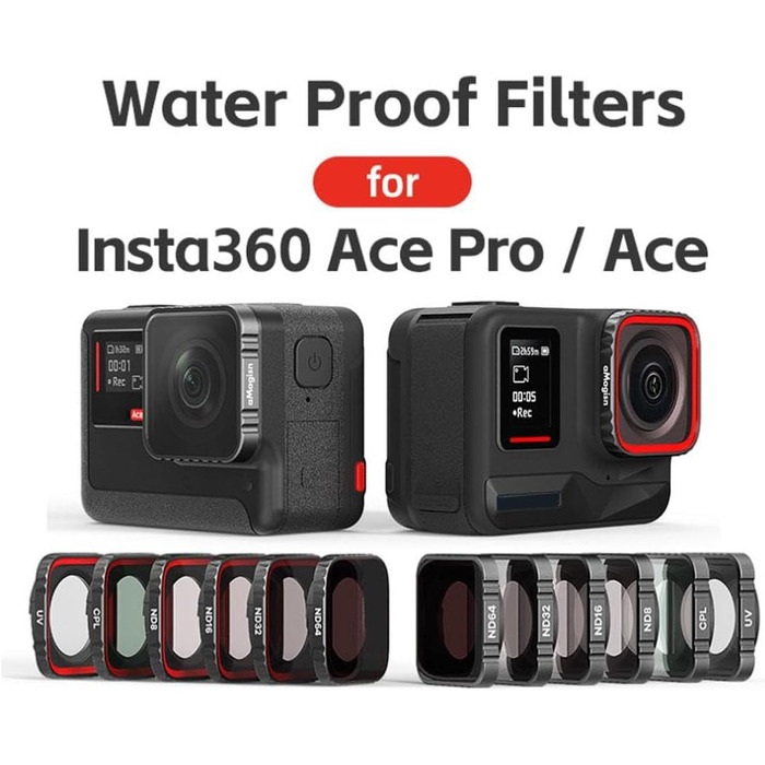 Фільтри для Insta360 Ace Pro: CPL, UV, ND (4, 8, 16, 32), ND4-PL, ND8-PL, ND16-PL, ND32-PL. Комплект для екшн-камери, водонепроникний магнітний дизайн