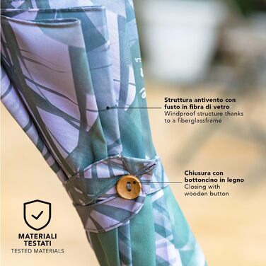 Perletti Green Eco Women's Umbrella - Large Automatic Rain Umbrella with Recycled Materials & Floral Design (102cm Diameter)