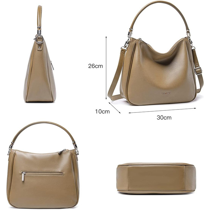 Сумка жіноча David Jones Hobo бежевого кольору, середнього розміру, з м'якої PU шкіри, через плече, шопер, довгі ручки, класична повсякденна сумка